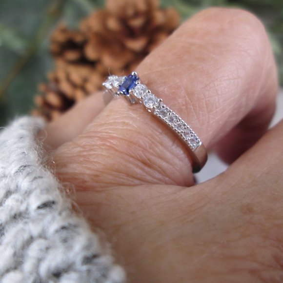 TANZANITE 925 Sterling Silver Ring>Birthstone, Minimalist, Promise, Non Tarnish - Picture 4 of 5